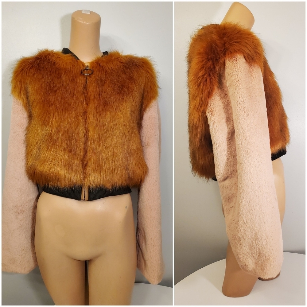 💖2x Host Pick💖 NWT SHACI Blue 2 tone Faux Fur Jacket